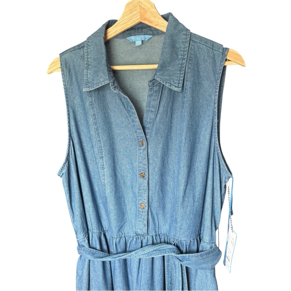 🆕🆕Draper James Blue Denim Belted Button-Down Sleeveless Dress